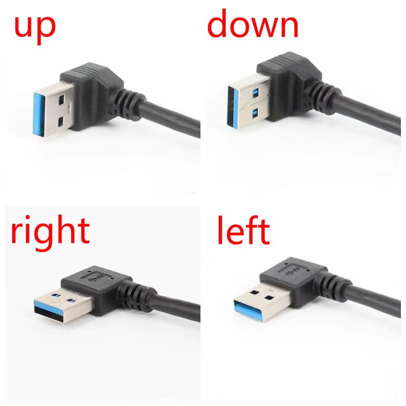 USB 3.0 Right / Left /Up/Down Angle 90 Degree Extension Cable Male to Female Adapter Cord USB Cables Extension Cord