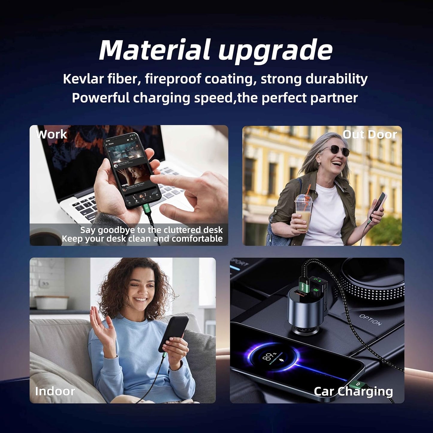 Micro USB Cable 3.3Ft Fast Charging USB 2.0 3.1A & 480Mbps Data Sync Nylon Braided for Samsung Galaxy A15/A25/A35/A54 Moto G Android Tablets Playstation 4 Controller Kindle Fire Green